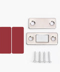 Magnetic Cabinet Catches Set For Quick Snug Closures Invisible Door Latches with screws, gold finish.