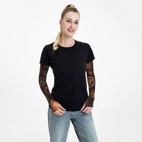 Steampunk Mechanical Gears Cooling Arm Sleeves Crafted From Sweet Ice Silk Fabric Offers Top Grade UV Defense And Super Stretch Compression To Help You Crush Outdoor Grind While Keeping Upper Arms Fresh And Totally Fly All Summer Long