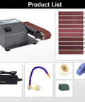 Heavy Duty Wet And Dry Bench Belt Sander With Adjustable Speed Multi-Angle Head, Includes 10 Sanding Belts for DIY projects.