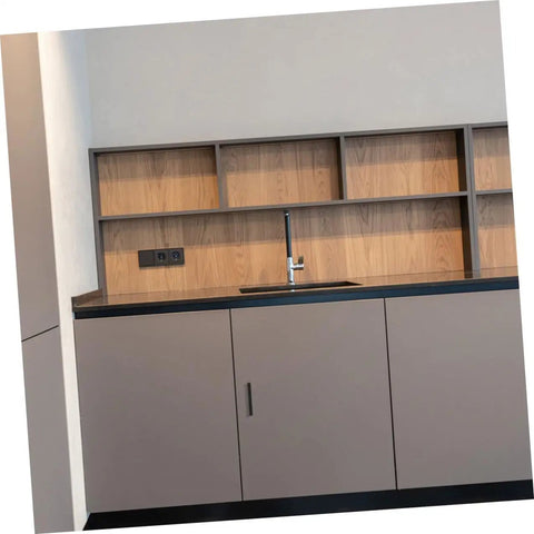 Modern kitchen cabinets with sleek black handles, European style wardrobe pulls, showcasing vintage extended length cabinet handles.