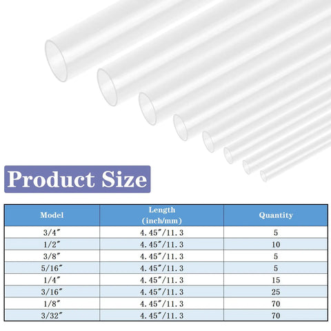 UL Listed 205 Piece Heat Shrink Tubing Kit With Three Point Five Inch Length Clear Three To One Shrink Ratio Waterproof sizes chart