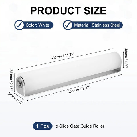 12 Inch Nylon Sliding Gate Guider With C Post Welded Bracket, Ball Bearing Side Roller Assembly For Sliding Doors, 1.89 Inch Diameter Wheels