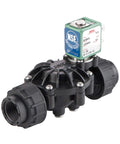 Pilot Operated Water Conditioning And Purification Valve With NPT Thread And DIN Type Coil Two Way Normally Open Three Quarter Inch Pipe Size 120 Volt 60 Hertz NSF 61 G 169 42 Certified EPDM Elastomers Seven Cv Flow Without Connector, side view