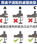 Hella Sturdy Dual Monitor Desk Mount With Super Simple No Drill Install For Thick Tables, installation guide for clamp compatibility