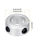 Beefy Aluminum Shaft Collar Set 10mm And Three Eighths Inch Bore Set Screw Clamping Collars Silver Pack Of 4 with dimensions