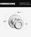 Tylo Dummy Door Knob For Interior Doors Non Turning Single Sided Handle For Closets French Double Doors And Pantry Satin Chrome Finish Push Pull Easy DIY Install dimensions image, 2 5/16 in