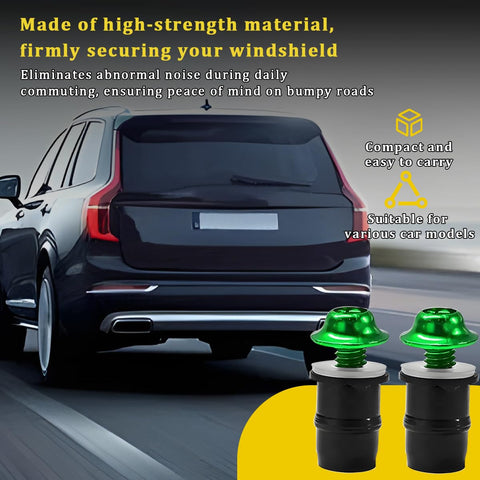 Hella Durable 10 Pack M5 Motorcycle Windshield Bolt Kit rust resistant aluminum alloy screws and nuts in green, mounted on a motorcycle.
