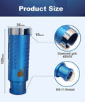 Blue laser-welded diamond core drill bit, 100 mm long, 35 mm diameter, 5/8-11 thread, Amazon brand