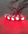 5 Pack 12mm LED Indicator Light Red Waterproof AC DC 12 To 24V Signal Lamp With Wire, glowing on dark background