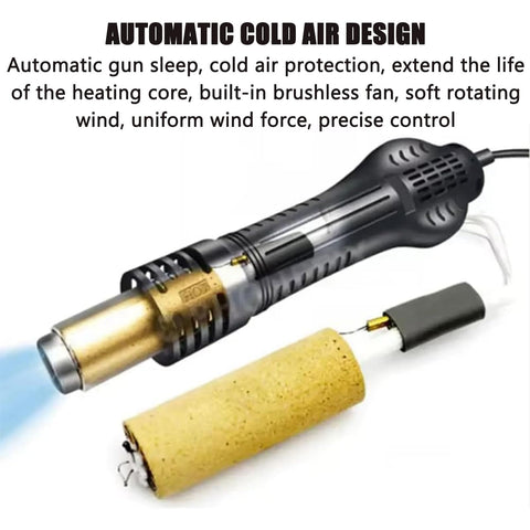 Pro Grade Hot Air Rework Station With LCD Display And Three Channel CH1 CH2 CH3 showing automatic cold air design feature