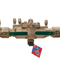 Lead-Free Copper-Silicon Alloy RPZ Backflow Preventer Assembly With Flood Sensor And SentryPlus Alerts No-Brainer Install 1-1/2 Inch Bronze Strainer Quarter-Turn Shutoff Modular Design For Cross-Connection Protection, front view