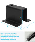 Heavy Duty Overhead Garage Storage Racks 10 Pack Adjustable Ceiling Bin System Tough As Nails Metal Ceiling Rails For Garage Shed Storeroom Organization Rust Resistant Black Powder Coated Steel angle view