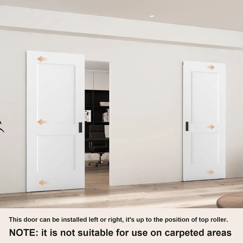 Kick Back Those Old Hinges With This Seamless Concealed Sliding Barn Door 30 By 84 Inches opened showing doorway and room divider use.