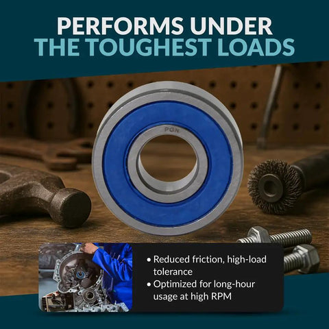Four Pack 6205-2RS Ball Bearings With Rubber Seals, Lubricated Chrome Steel, 25x52x15mm, shown in workshop setting