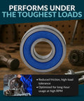 6203-2RS Sealed Ball Bearing Set, Lubricated Chrome Steel, Rubber Seal, High RPM Performance, workshop tools background