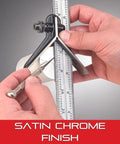 Person using Pro Grade 300mm Satin Chrome Blade for combination squares, showing 35 graduation with millimeter and half millimeter sides.