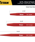 12-Piece Chisel And Punch Set Pro Grade Heavy Duty Tools With Cold Chisels Center Punches And Pin Punches One-Piece Forged Construction