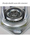 Heavy Duty Casters 4 Pack With Reliable Brakes Roll Like Butter Swivel And Fixed Wheels Quiet TPR Rubber close-up of bracket double wave disc structure.