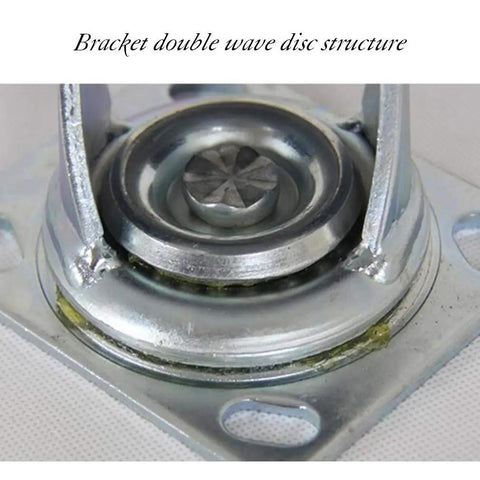 Heavy Duty Casters 4 Pack With Reliable Brakes Roll Like Butter Swivel And Fixed Wheels Quiet TPR Rubber close-up of bracket double wave disc structure.