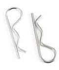 Two stainless steel cotter pins M4x85mm for trailer hitches and towing gear, hairpin clips style, rust resistant and corrosion proof.