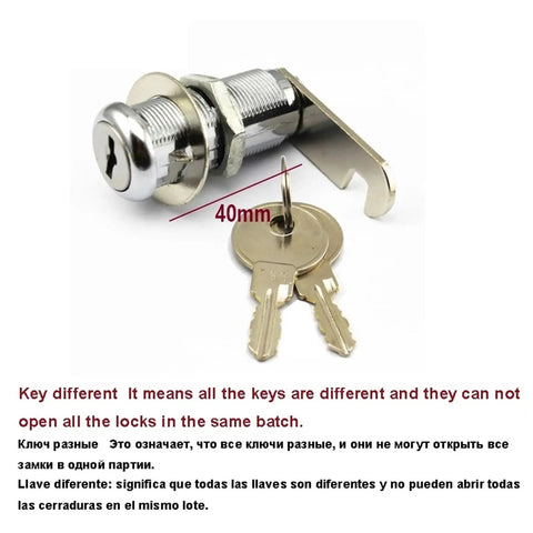 Cam Lock for Cabinets and Wardrobes, Heavy Duty Locker Style Locking Hardware, 40mm size, with two keys MMS243, 1 Piece