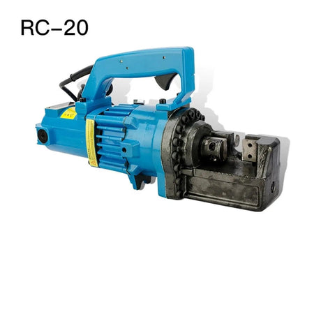 AOXHUGB Electric Rebar Bender And Cutter Portable Hydraulic Rebar Cutter showing blue handle and black cutting body, ideal for construction jobs.