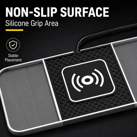 Non-slip surface of Badass Wireless Charging Pad For Kia Niro EV showing silicone grip area for stable phone placement.