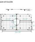Stainless Steel Kitchen Sink Grid And Protector For Center Drain Bottom Rack 24 1/8 By 12 5/8 Inches dimensions diagram
