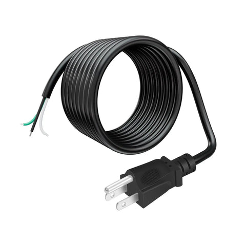 9.8ft 12 Gauge Heavy Duty Replacement Power Cord For Tools And Home Gear 3 Prong 12 AWG 3 Conductor Black Pigtail Cable 110V 115V 120V