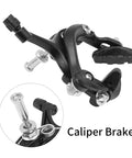 Road Bike Brake Caliper Kit With Aluminum Alloy Construction And C Shape Brake Lever, detailed view showing caliper and brake pad.