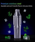 Boss Level Heavy Duty Double Wall Vacuum Insulated Cocktail Shaker Bottle chills your favorite sips fast with premium stainless steel.