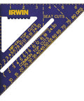 Hi Contrast Aluminum Rafter Square 7 Inch Blue For Protractor Saw Guide Miter And Tri Square Use Durable Rust Proof Carpenter Tool With Permanent Deep Markings showing detailed markings.