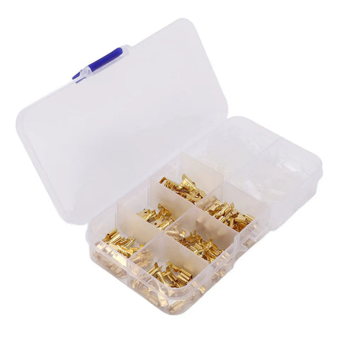 Kick Your Electrical Gear Into High Gear With This 135Pc Cold Pressed Spade Terminals Kit Featuring Durable Brass Male And Female Connectors In 2.8 4.8 And 6.3mm Sizes For Rock Solid Wiring On Cars Machinery And Heavy Duty Power Projects That Never. brass spade terminals in plastic case