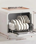 No Sweat Countertop Dishwasher For Heavy Duty Plates And Produce Wash With Front Load Door and smooth slide basket loaded with dishes.