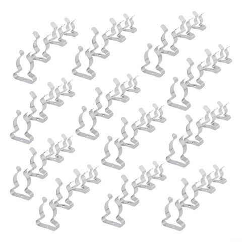 Beefy Heavy Duty Manganese Steel Spring Clips Set 48 Pieces Assorted Open Type Clips For Tool Storage Brooms Rakes And Garage Organization 10mm 12mm 19mm 25mm Durable Hardware Organizer, assorted sizes on white