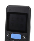 Close-up of Handheld Inventory Scanner With 2.4 Inch Screen, 1D and 2D Barcode Data Collector in black with blue button