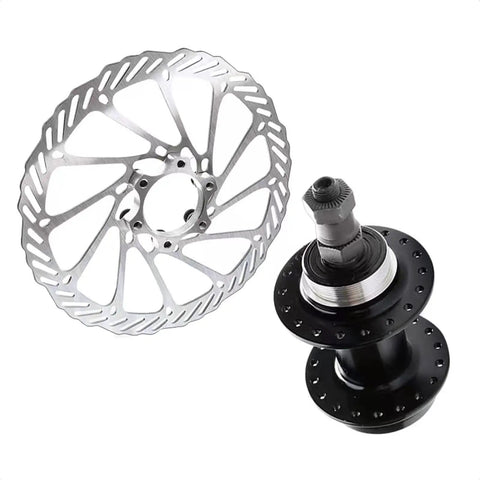2 Pack 44 Mm Bike Freewheel Threaded Hubs and 6 Bolt Disc Rotor Flange Adapter made from premium aluminum alloy, side view.