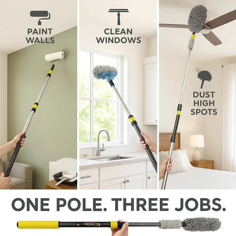 Telescopic Extension Pole 3 Ft Aluminum Alloy With Flip Lock used for painting, cleaning windows, dusting with attachments