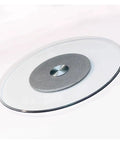 Round Glass Lazy Susan With Hella Sturdy Thickened Base For Dining Tables Heavy Duty Heat Resistant Serving Tray showcasing smooth spinning design.