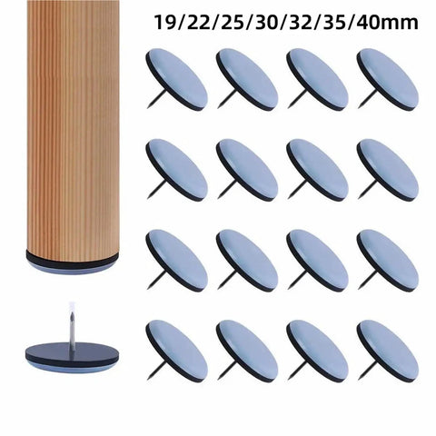 No Sweat Glide 100 Pack Furniture Leg Sliders With Nail Bottom Floor Protector Pads For Tables Sofas Recliners Easy Push Fit, various sizes shown.