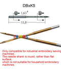 100 Pack Industrial Embroidery Machine Needles DBXK5 SAN1 GEBEDUR Titanium Coated Round Shank Not For Household Machines Clear Plastic Box Size 65 9 For Industrial Use Only, DBxK5 needle diagram