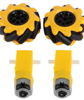 Yellow and black 60mm mecanum wheels for robot cars with motors