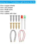 Fruit Battery Science Kit 2 Pack With RGB LED DIY Electricity Experiments Using Orange Potato And Lemon components layout