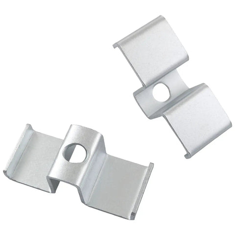 Heavy Duty Grid Saddle Clips For Industrial Flooring Drainage Fasteners 2.55 X 1.14 Inch Galvanized Steel Clamps shown from above.