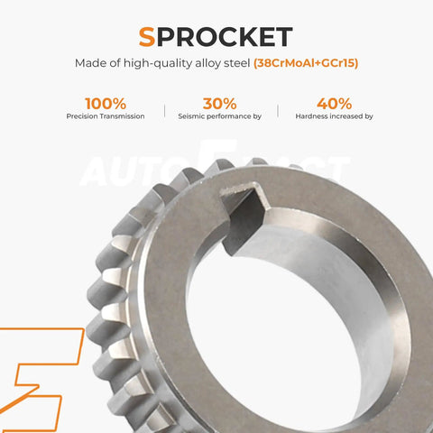 Sprocket for Timing Chain Kit With Water Pump Tensioner Guide For Ford Edge Explorer F150 Flex Mustang Taurus Transit Lincoln 3.5L 3.7L V6 DOHC Engine Replacement AT4Z6268A made of alloy steel.