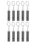 Emergency Survival Whistle 10 Pack Aluminum Alloy Double Tube High Frequency Loud Whistle set with keychains.