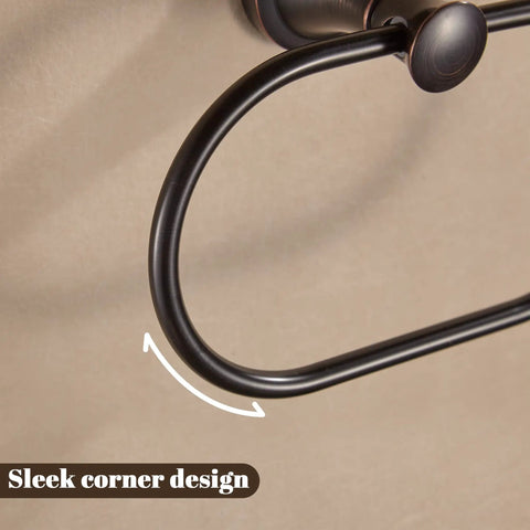 Sleek corner of Dope Oil Rubbed Bronze Towel Ring Wall Mount For Bathroom, Oval Hand Towel Holder, Rustic Farmhouse Style.