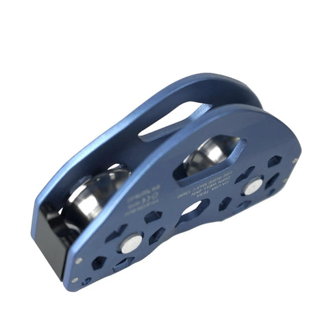 Heavy Duty Aluminum Zip Line Pulley System For Backyard Climbing Hauling And Rigging With Smooth Stainless Steel Bearings In Blue