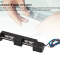 Linear slide stage actuator with NEMA 11 stepper motor, black aluminum rail, 100 mm travel
