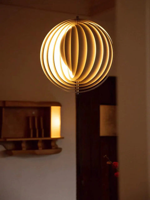 Dope 360 Degree Adjustable Moon Pendant Light With Rotating Sphere Shade For Modern Dining Rooms And Living Spaces Semi Embedded Installation E26 Base White Finish Ideal For Kitchen Islands Bedrooms Hallways Coffee Shops, lit with warm glow in home setting